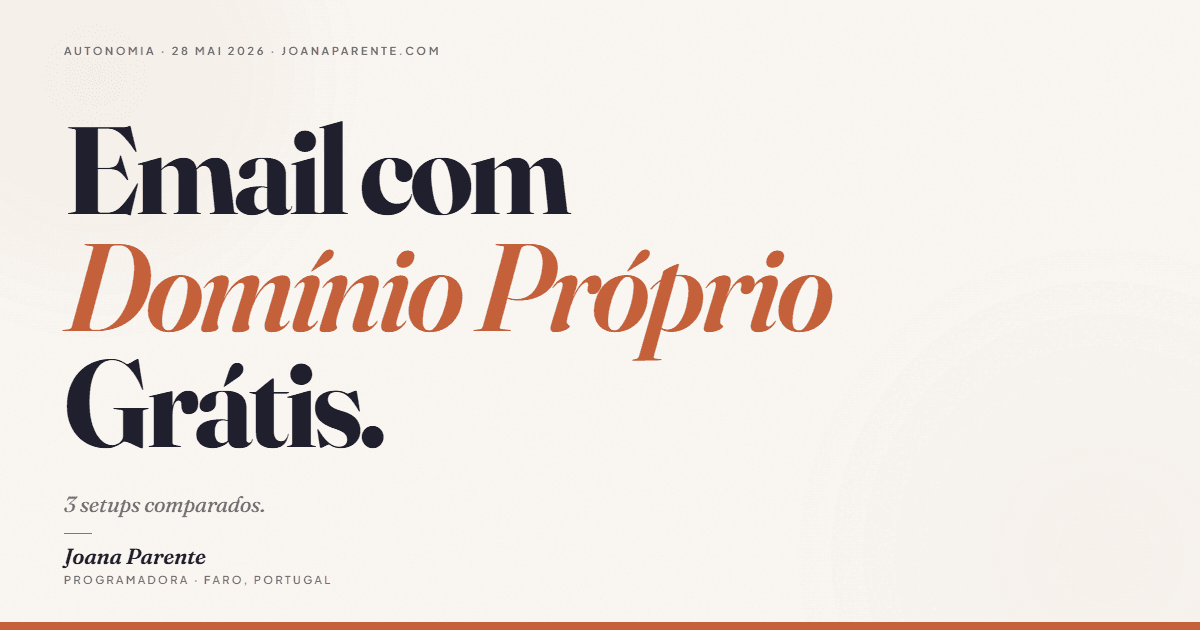 Como Criar Email com Domínio Próprio Grátis — 3 setups comparados.