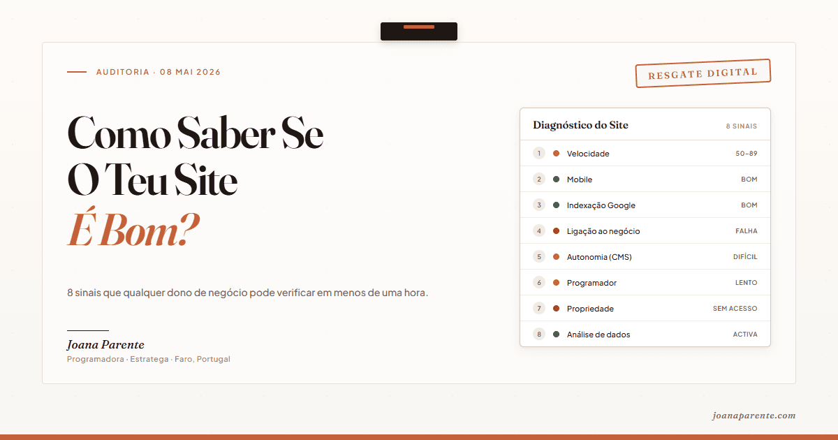 Como Saber Se o Teu Site É Bom (Sem Precisares de Confiar Só no Teu Programador)